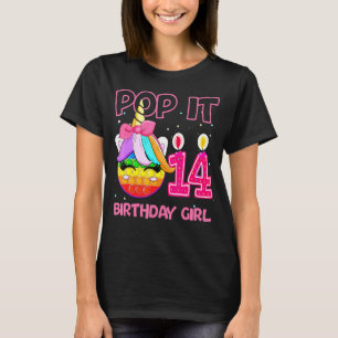 Birthday Girl Pop It 14th Birthday Unicorn Fidget T-Shirt