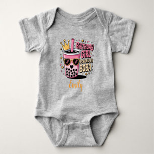 Birthday Girl Powered by Boba Bubble Tea Party Baby Bodysuit