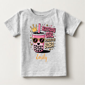 Birthday Girl Powered by Boba Bubble Tea Party Baby T-Shirt