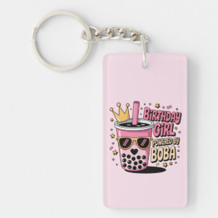 Birthday Girl Powered by Boba Bubble Tea Party Key Ring