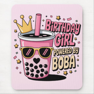 Birthday Girl Powered by Boba Bubble Tea Party Mouse Pad