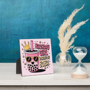 Birthday Girl Powered by Boba Bubble Tea Party Plaque