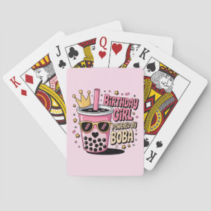 Birthday Girl Powered by Boba Bubble Tea Party Playing Cards