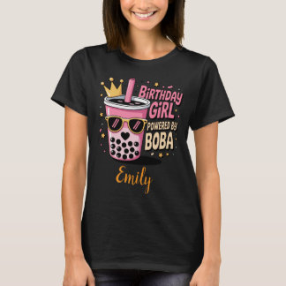 Birthday Girl Powered by Boba Bubble Tea Party T-Shirt