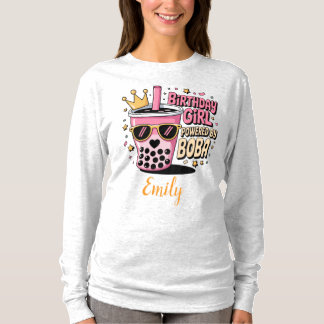 Birthday Girl Powered by Boba Bubble Tea Party T-Shirt
