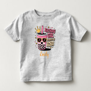 Birthday Girl Powered by Boba Bubble Tea Party Toddler T-Shirt