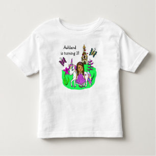 Birthday Girl Princess and Unicorn Age and Name Toddler T-Shirt