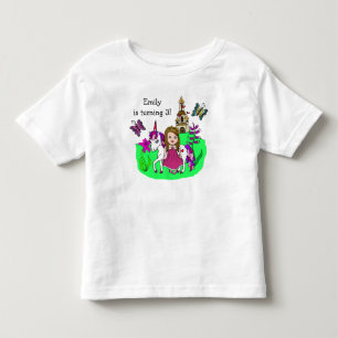 Birthday Girl Princess and Unicorn Age and Name Toddler T-Shirt
