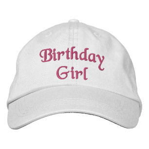 Birthday Girl Quote Typography Pink Celebration  Embroidered Hat