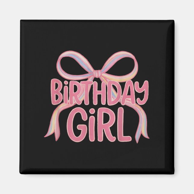 Birthday Girl Ribbon With Cute Bow Party  Magnet (Front)