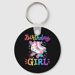 Birthday Girl Rolling Skates Roller Skater Kids Gi Key Ring