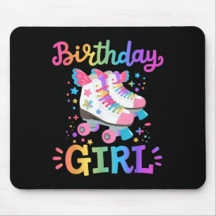 Birthday Girl Rolling Skates Roller Skater Kids Gi Mouse Pad