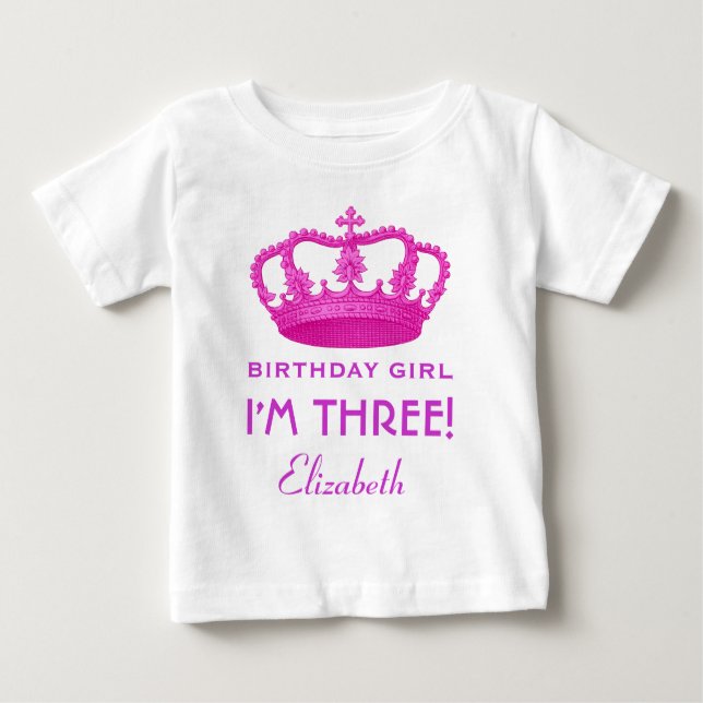 Birthday Girl Royal Princess Crown 3 Years Old V02 Baby T-Shirt (Front)