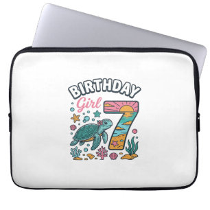Birthday Girl Sea Turtle 7th Birthday Vector Desig Laptop Sleeve
