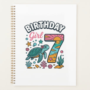 Birthday Girl Sea Turtle 7th Birthday Vector Desig Planner