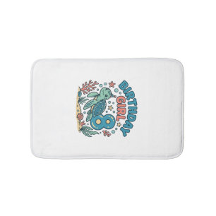 Birthday Girl Sea Turtle 8th Birthday Shirt Design Bath Mat