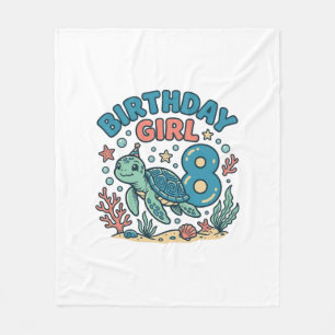 Birthday Girl Sea Turtle 8th Birthday Shirt Design Fleece Blanket