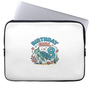 Birthday Girl Sea Turtle 8th Birthday Shirt Design Laptop Sleeve