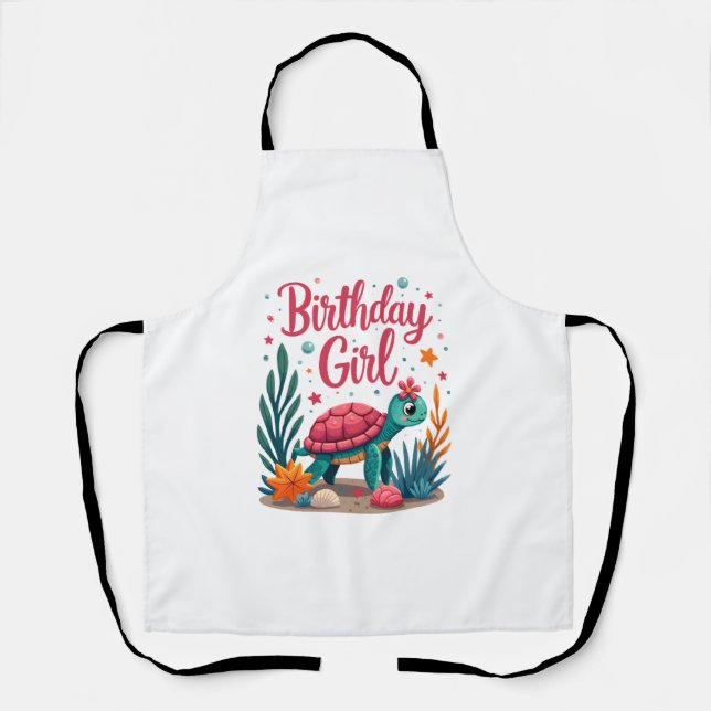 Birthday Girl Sea Turtle Theme Birthday Party Ocea Apron (Front)