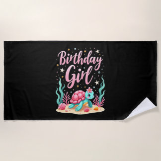 Birthday Girl Sea Turtle Theme Birthday Party Ocea Beach Towel