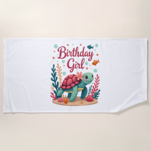 Birthday Girl Sea Turtle Theme Birthday Party Ocea Beach Towel