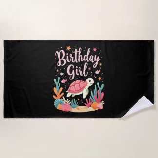 Birthday Girl Sea Turtle Theme Birthday Party Ocea Beach Towel