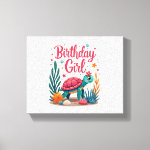 Birthday Girl Sea Turtle Theme Birthday Party Ocea Canvas Print