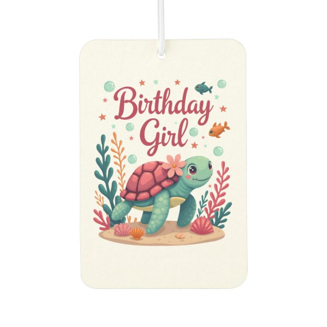 Birthday Girl Sea Turtle Theme Birthday Party Ocea Car Air Freshener (Front)