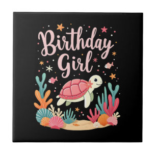 Birthday Girl Sea Turtle Theme Birthday Party Ocea Ceramic Tile