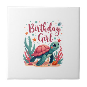 Birthday Girl Sea Turtle Theme Birthday Party Ocea Ceramic Tile
