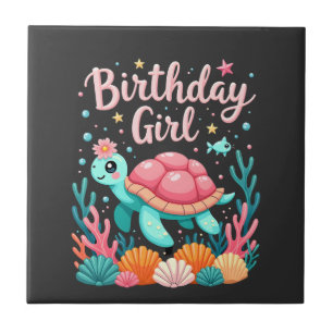 Birthday Girl Sea Turtle Theme Birthday Party Ocea Ceramic Tile