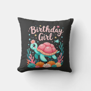 Birthday Girl Sea Turtle Theme Birthday Party Ocea Cushion