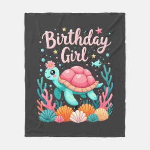 Birthday Girl Sea Turtle Theme Birthday Party Ocea Fleece Blanket