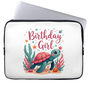 Birthday Girl Sea Turtle Theme Birthday Party Ocea Laptop Sleeve