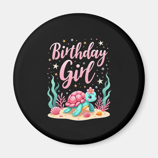 Birthday Girl Sea Turtle Theme Birthday Party Ocea Magnet (Front)