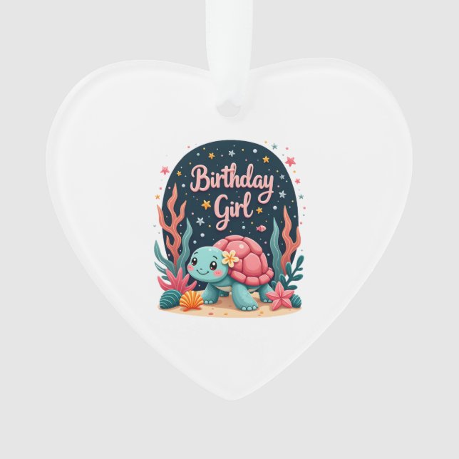 Birthday Girl Sea Turtle Theme Birthday Party Ocea Ornament (Front)