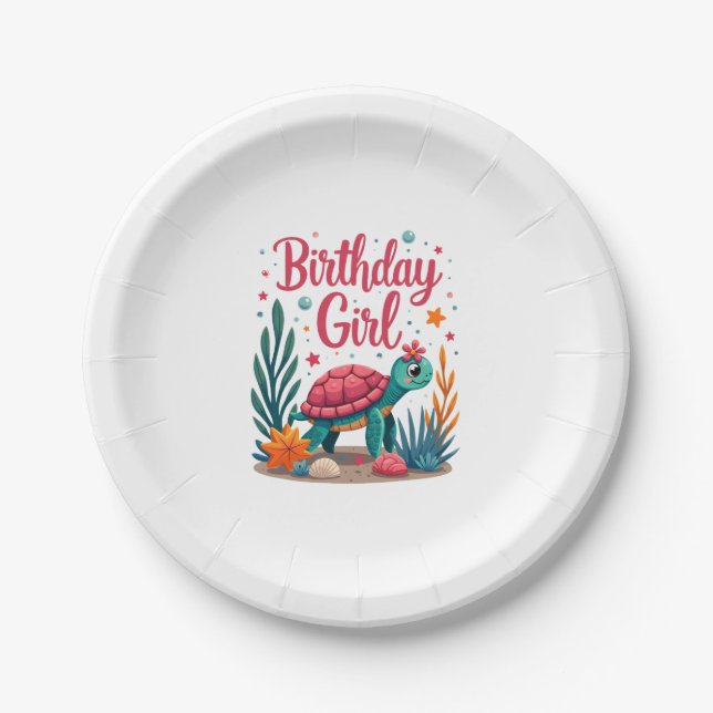 Birthday Girl Sea Turtle Theme Birthday Party Ocea Paper Plate (Front)