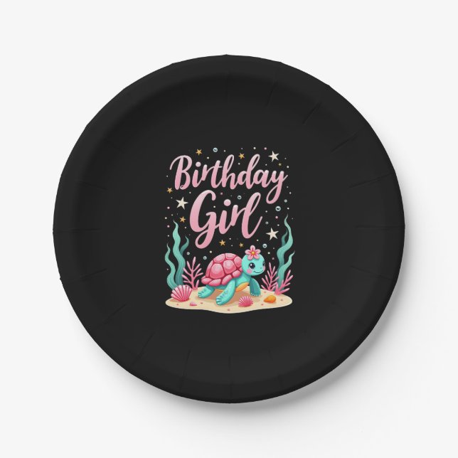 Birthday Girl Sea Turtle Theme Birthday Party Ocea Paper Plate (Front)
