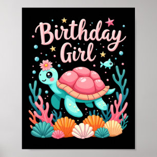 Birthday Girl Sea Turtle Theme Birthday Party Ocea Poster