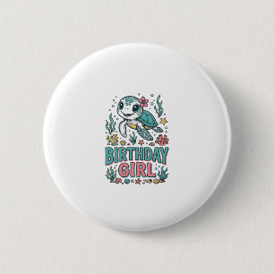 Birthday Girl Sea Turtle Vintage Engraving Shirt_1 6 Cm Round Badge