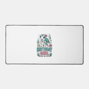 Birthday Girl Sea Turtle Vintage Engraving Shirt_1 Desk Mat