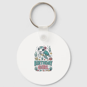 Birthday Girl Sea Turtle Vintage Engraving Shirt_1 Key Ring
