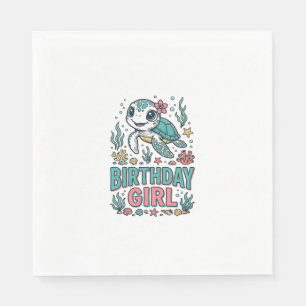 Birthday Girl Sea Turtle Vintage Engraving Shirt_1 Napkin