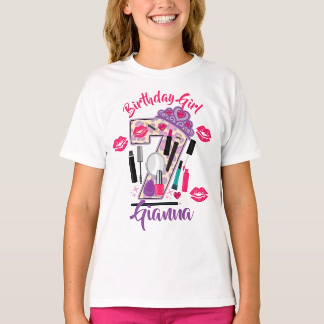 Birthday Girl Seven 7 | Spa Make up |  T-Shirt (Front)