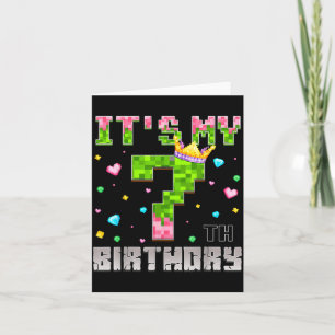 Birthday Girl Shirt 7th Birthday Video Game Pixel Card