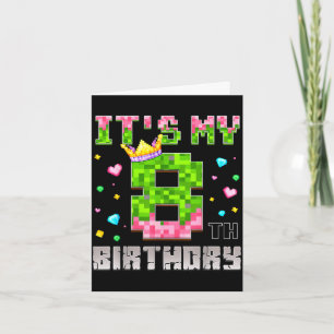Birthday girl shirt 8th birthday video game pixel card