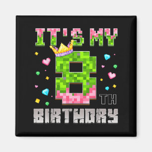 Birthday Girl Shirt 8th Birthday Video Game Pixel Magnet