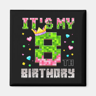 Birthday girl shirt 8th birthday video game pixel magnet