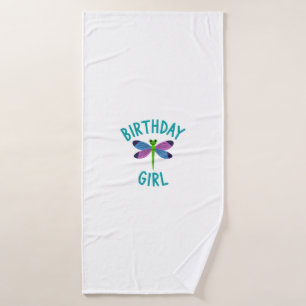 Birthday girl shirt Dragonfly birthday party tee s Bath Towel