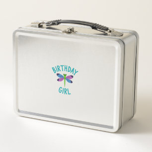 Birthday girl shirt Dragonfly birthday party tee s Metal Lunch Box
